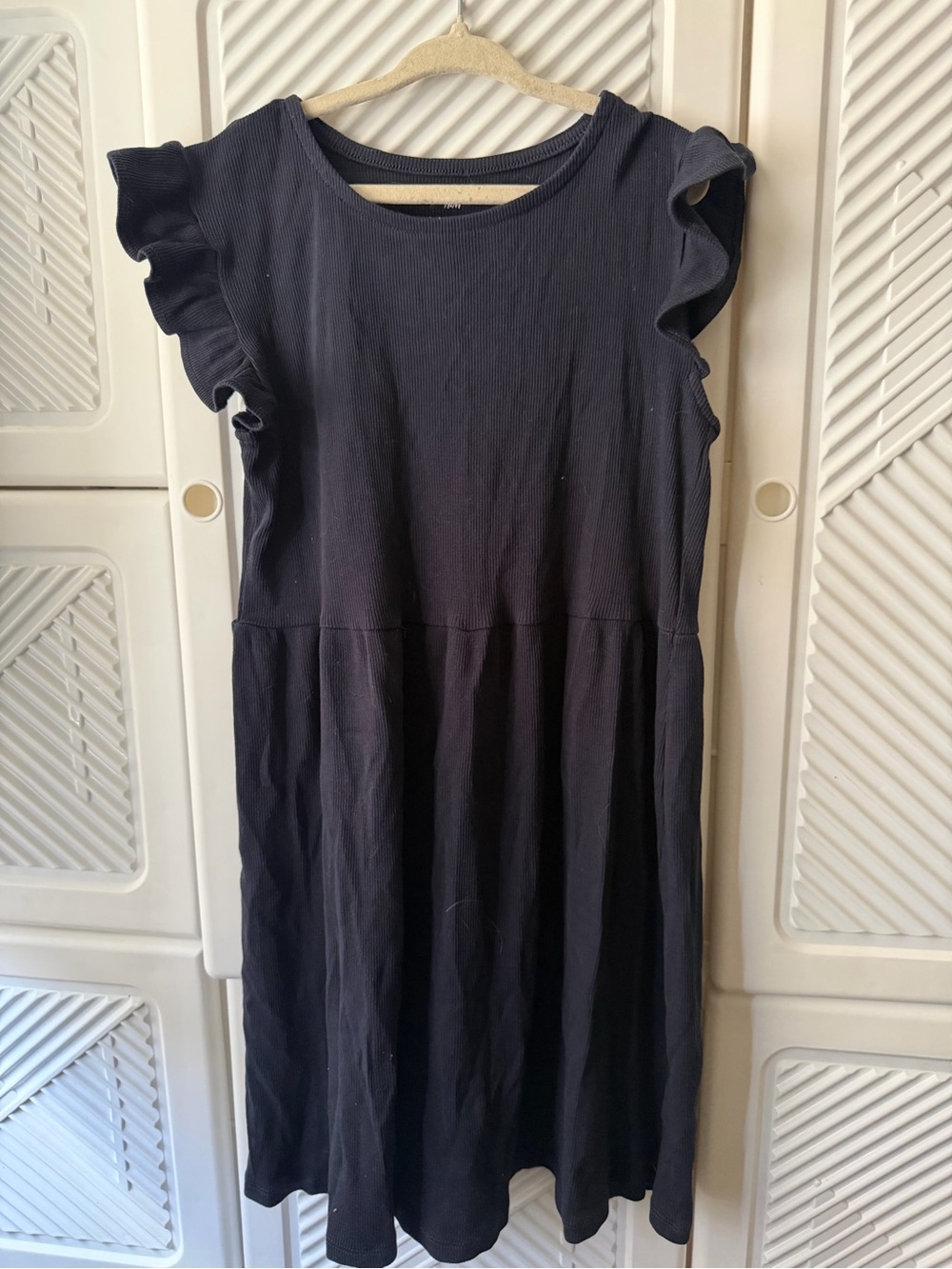 H&M Girls Navy Ruffle Sleeve Dress